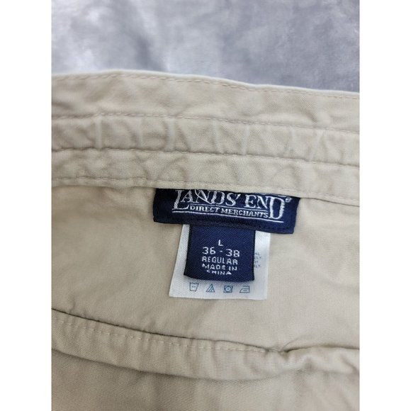 Lands'‎ End Men's Drawstring Waist Khaki Cotton shorts 42 waist embroidered - Picture 4 of 9